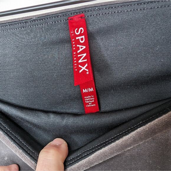 Spanx Grey Velvet Leggings | Size M - Picture 3 of 7